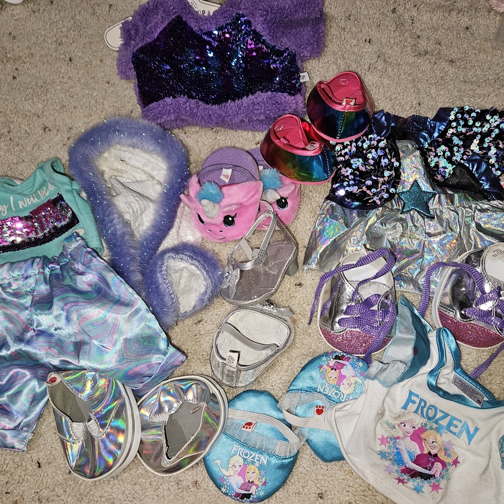 Build-A-Bear Workshop Frozen and Fantasy Mermaid Unicorn Outfits Lot
